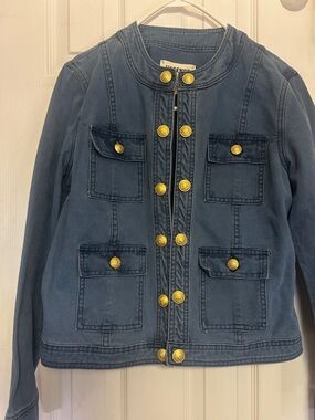 L'AGENCE Blue Jean Jacket with Gold Buttons size large womens